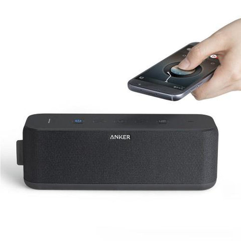 Upgraded, Anker Soundcore Boost Bluetooth Speaker with Well-Balanced Sound, BassUp, 12H Playtime, USB-C, IPX7 Waterproof, with Customizable EQ via App, Wireless Stereo Pairing