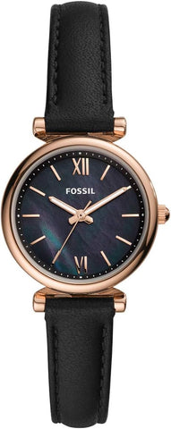 Fossil Carlie Mini Women's Black Dial Leather Analog Watch - ES4700