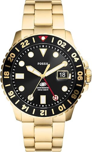 Fossil Blue GMT Gold-Tone Stainless Steel Watch - FS5990