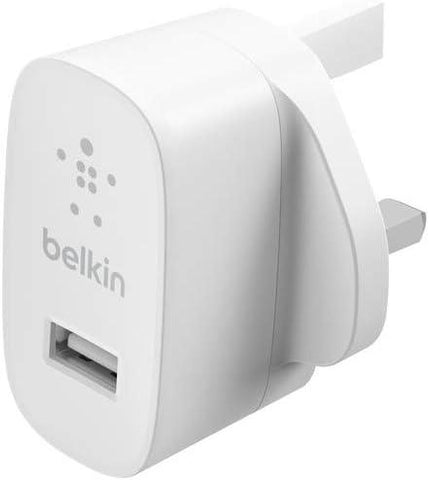 Belkin Home Charger with Lightning to USB ChargeSync Cable 12 watt/2.4 Amp, Compatible with any device that uses a USB A cable, WCA002my1MWH, 1 Meter