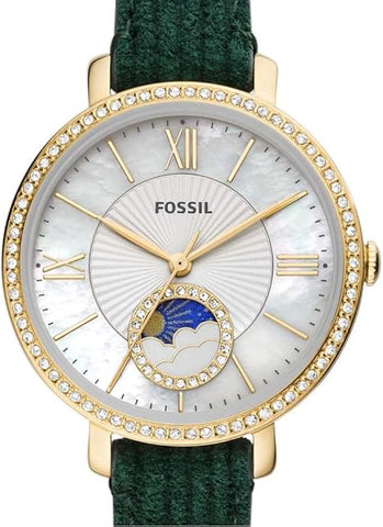 Fossil Women's Analogue Quartz Watch with Leather Strap ES5244, Green, strap