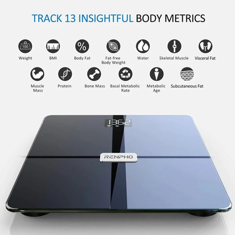 RENPHO Elis Aspire WiFi Smart Scale for Body Weight, Digital Bluetooth Bathroom Scale Tracks 13 Metrics with App, Body Fat BMI Muscle Mass Monitor for Fitness Health - ES-WBE28-BK