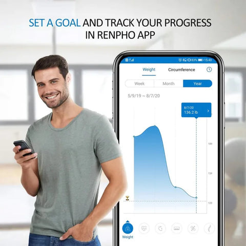 RENPHO Elis Aspire WiFi Smart Scale for Body Weight, Digital Bluetooth Bathroom Scale Tracks 13 Metrics with App, Body Fat BMI Muscle Mass Monitor for Fitness Health - ES-WBE28-BK