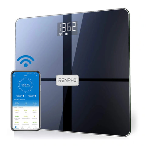 RENPHO Elis Aspire WiFi Smart Scale for Body Weight, Digital Bluetooth Bathroom Scale Tracks 13 Metrics with App, Body Fat BMI Muscle Mass Monitor for Fitness Health - ES-WBE28-BK