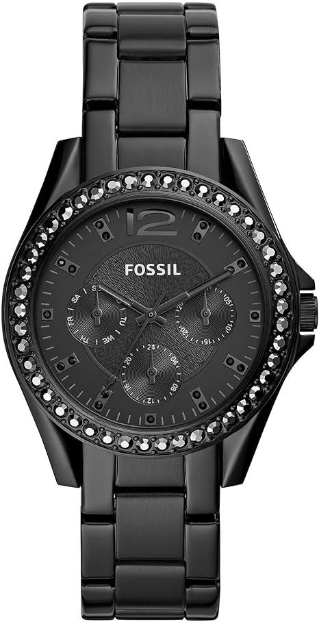 Fossil Women's Riley Multifunction, Black Stainless Steel Watch, ES4519