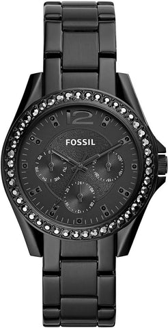 Fossil Women's Riley Multifunction, Black Stainless Steel Watch, ES4519