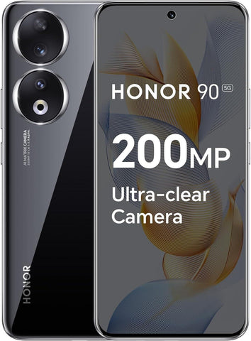 HONOR 90 Smartphone 5G, 200MP Triple Camera, 6,7” Curved AMOLED 120Hz Display, 8GB+256GB, 5000mAh Battery, Supercharge 66 W, Dual SIM, Android 13, Midnight Black