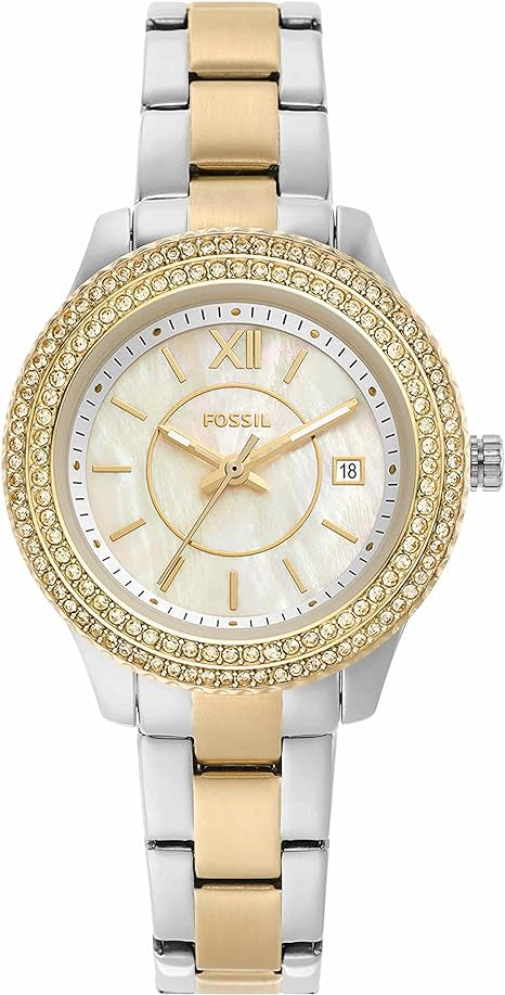 Fossil Women's Stella Mini Stainless Steel Crystal-Accented Multifunction Quartz Watch, Gold Mini, Mini, Stella Mini