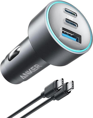 Anker USB-C Car Charger, 67W 3-Port Compact Fast Charger, 535 Car Adapter with PIQ 3.0 for iPhone 15/15 Plus/15 Pro/15 Pro Max, Galaxy S23, iPad Air, and More (USB-C to USB-C Cable Included)